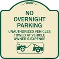 Signmission No Overnight Parking Unauthorized Vehicles Towed Heavy-Gauge Alum Sign, 18" x 18", TG-1818-23829 A-DES-TG-1818-23829